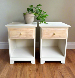 Set of 2 Night Stands - Solid White Oak in Paperie By Melange One