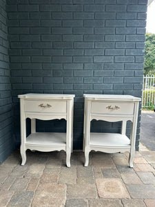 Set of 2 French Provincial Nightstands painted in Paperie White by Melange ONE