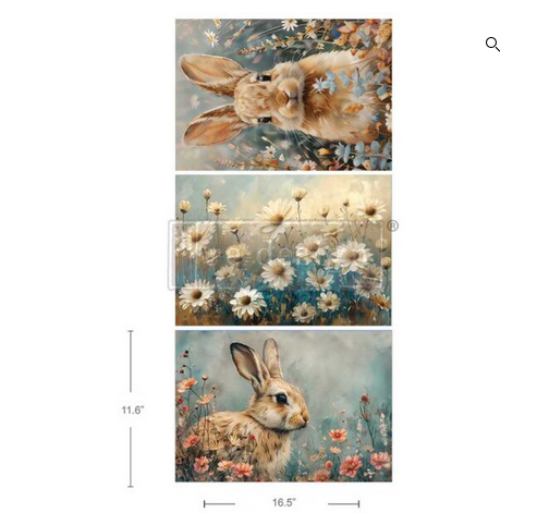 Garden Bunny Tales- Bunny Easter Spring DIY -3 pack -  Redesign with Prima Decor Decoupage Tissue Paper