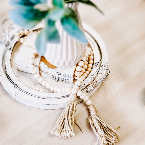 Wood Bead Garland with Tassels