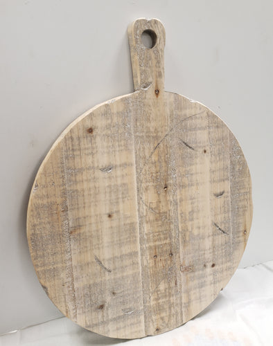 Large Round Wood Cutting Board - White Washed